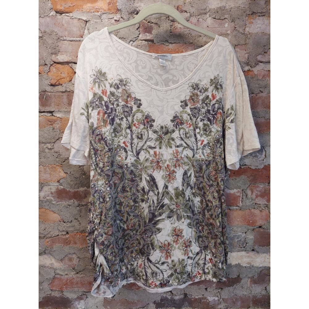 dressbarn Cream Floral-Print Women’s shirt